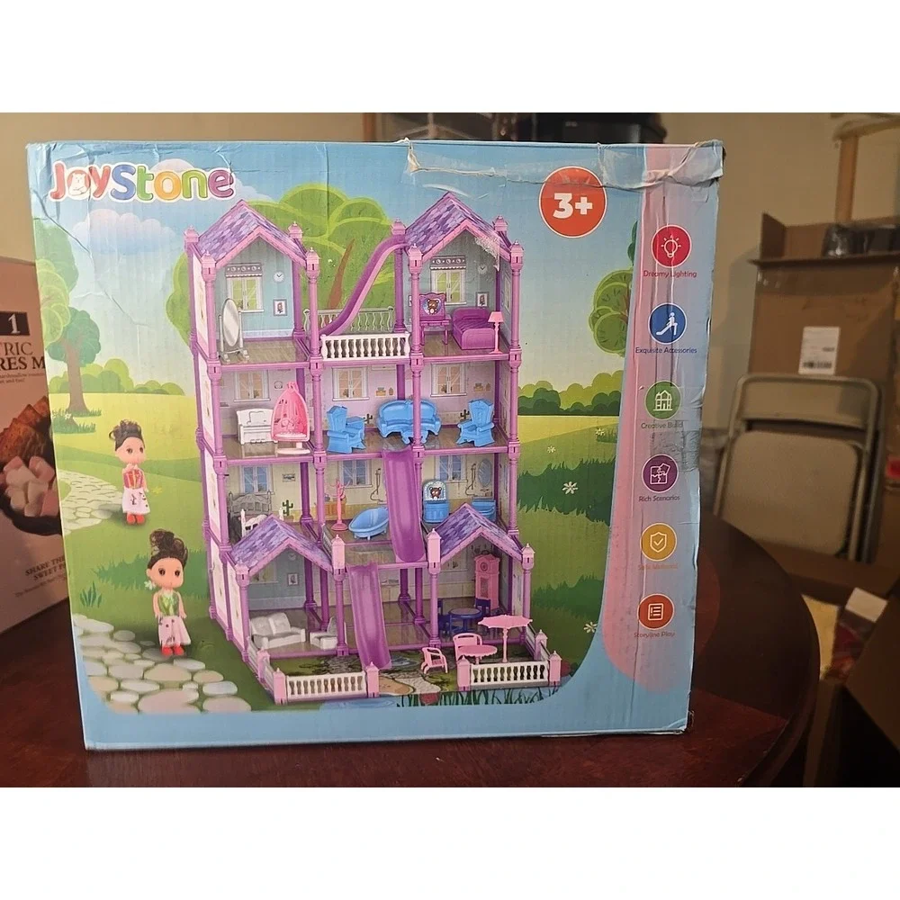 JoyStone Play Dollhouse w/ Toy Figures‎ 14 Rooms Furniture, Accessories & Lights